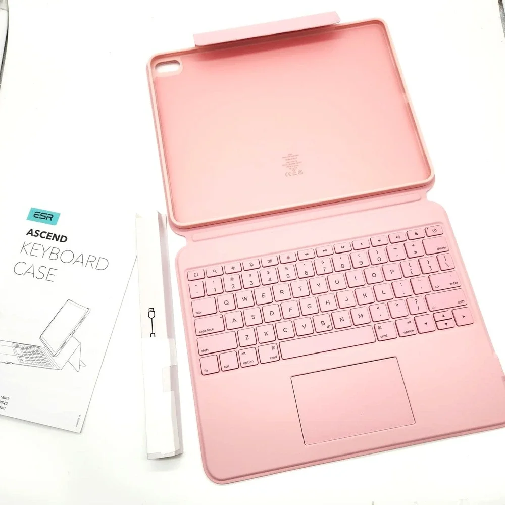 ESR iPad Air 13 Case Keyboard Pink Backlit Trackpad Detachable Stand‎